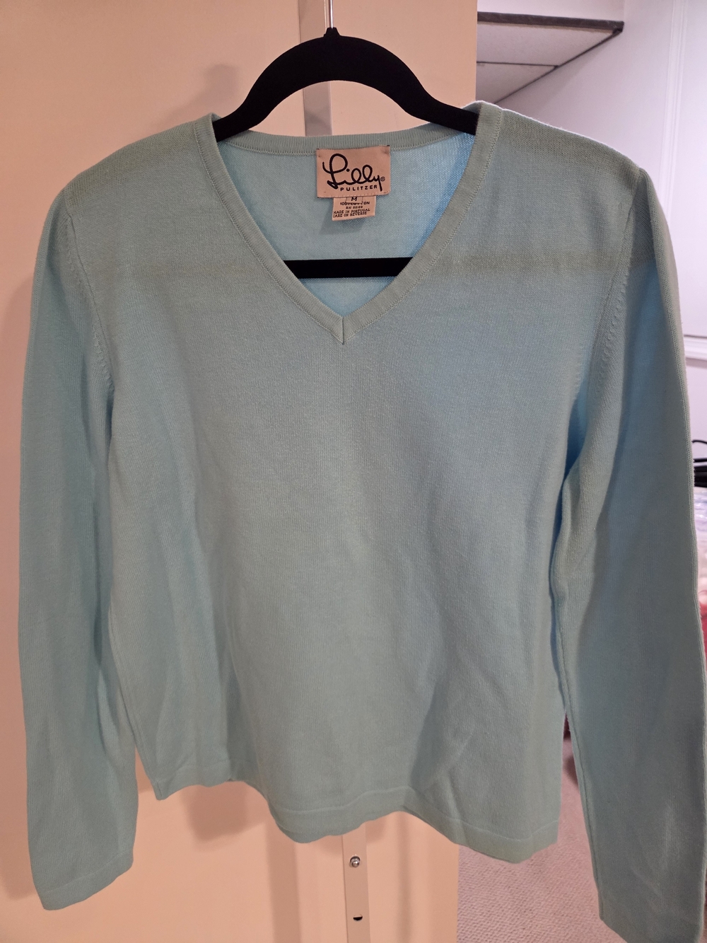 Lilly Pulitzer Light Aqua V-Neck Sweater